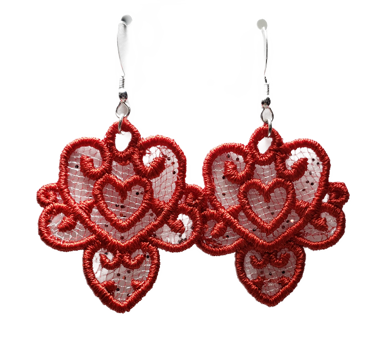 Double Heart Embroidered Earrings #1327