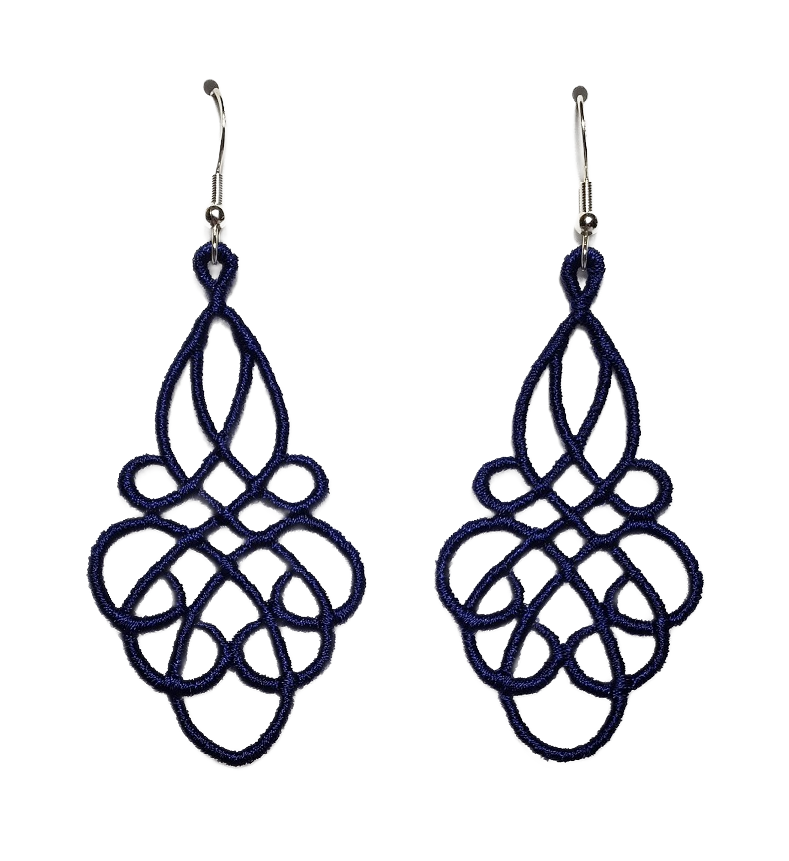 Lightweight Grace Embroidered Dangle Earrings in Celery Green with sterling silver ear wires