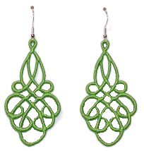 Lightweight Grace Embroidered Dangle Earrings in Red with sterling silver ear wires