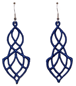 Lightweight Elegance Embroidered Dangle Earrings in Variegated Orange and White with sterling silver ear wires on a white background